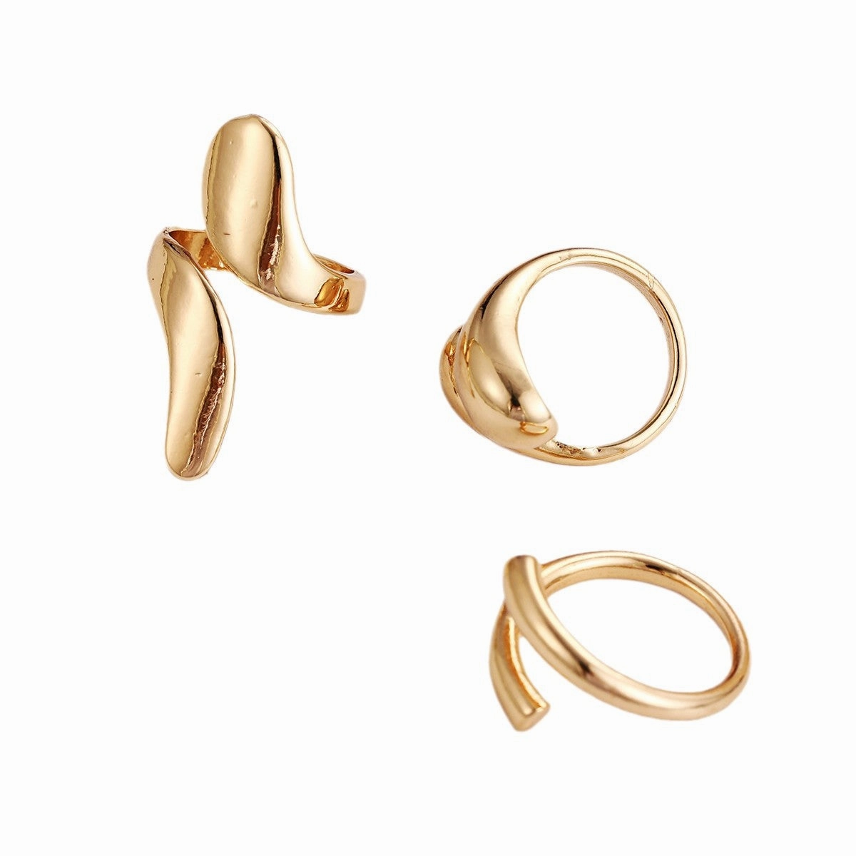 Wholesale Geometric teardrop open ring three-piece set