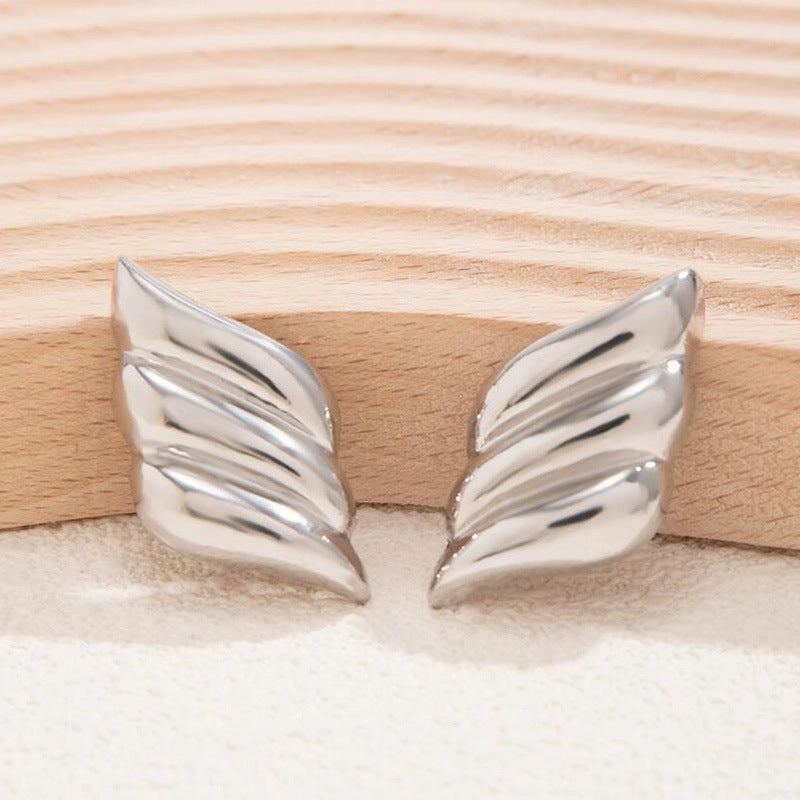 Wholesale Geometric Three-Layer Wings 18K Gold Plated Earrings