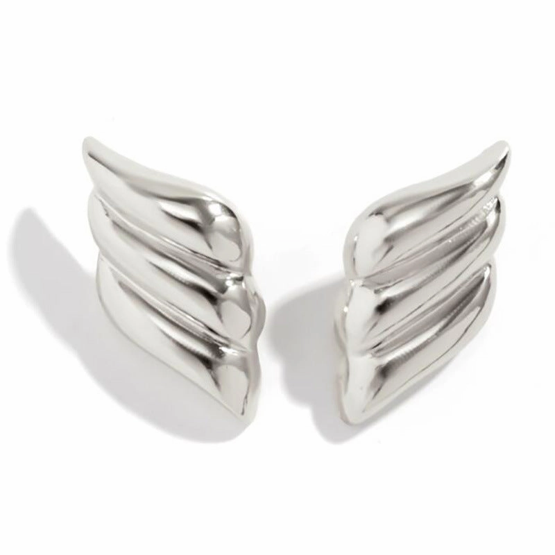 Wholesale Geometric Three-Layer Wings 18K Gold Plated Earrings