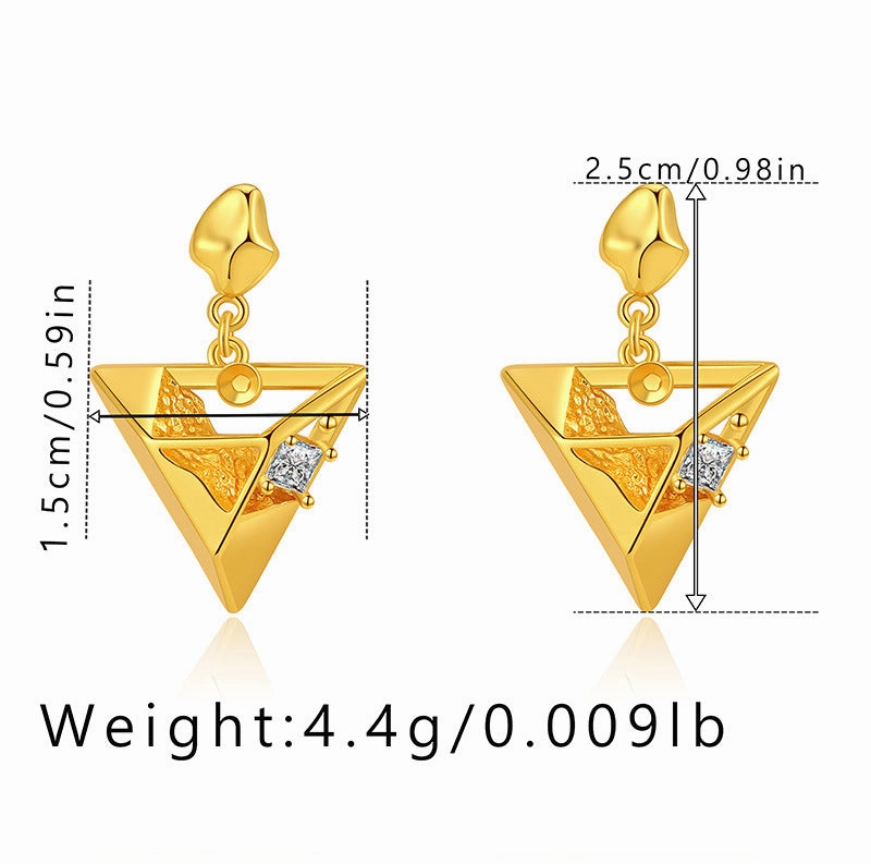 Wholesale Geometric Triangle Design Gold Plated Earrings