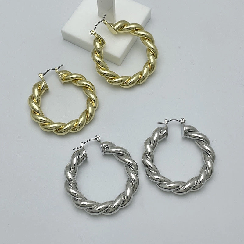 Wholesale Geometric Twist Big Circle Alloy Earrings