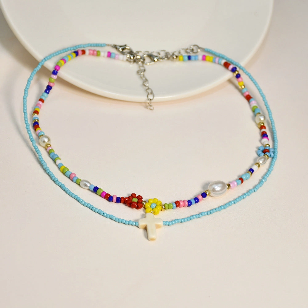 Wholesale Glass Hand Beaded Clavicle Necklace