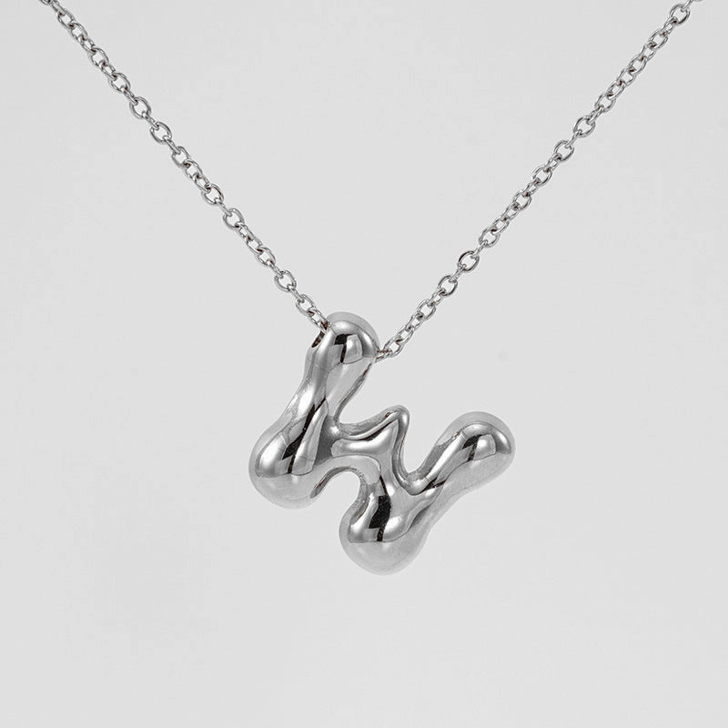 Wholesale Glossy bubble letter necklace for women 26 English letter pendants
