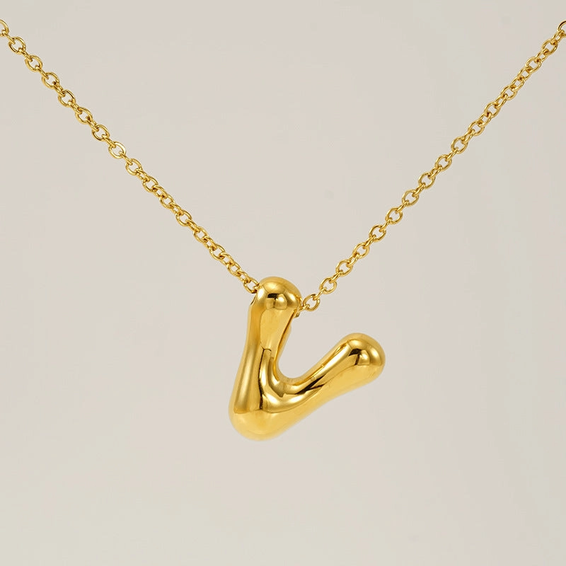 Wholesale Glossy bubble letter necklace for women 26 English letter pendants