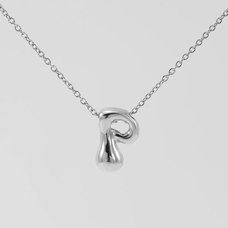 Wholesale Glossy bubble letter necklace for women 26 English letter pendants