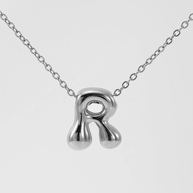 Wholesale Glossy bubble letter necklace for women 26 English letter pendants