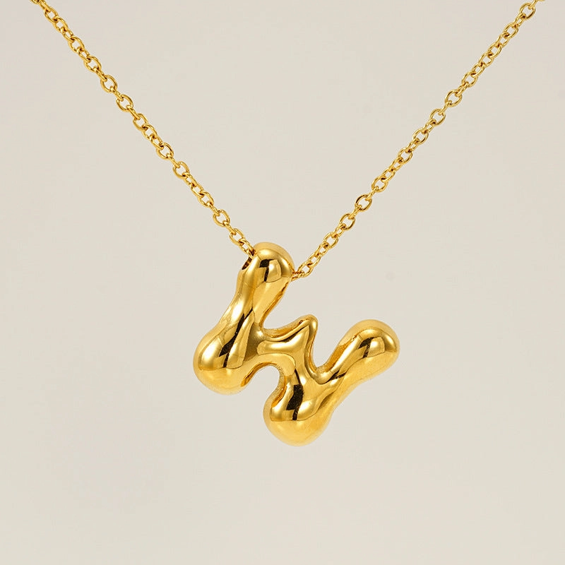 Wholesale Glossy bubble letter necklace for women 26 English letter pendants