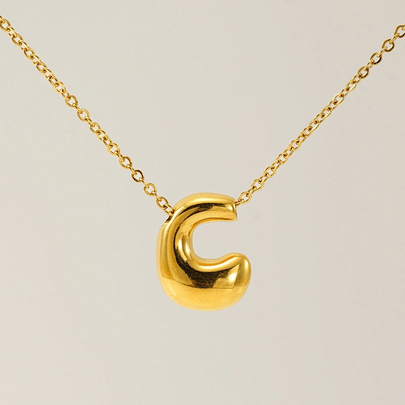 Wholesale Glossy bubble letter necklace for women 26 English letter pendants