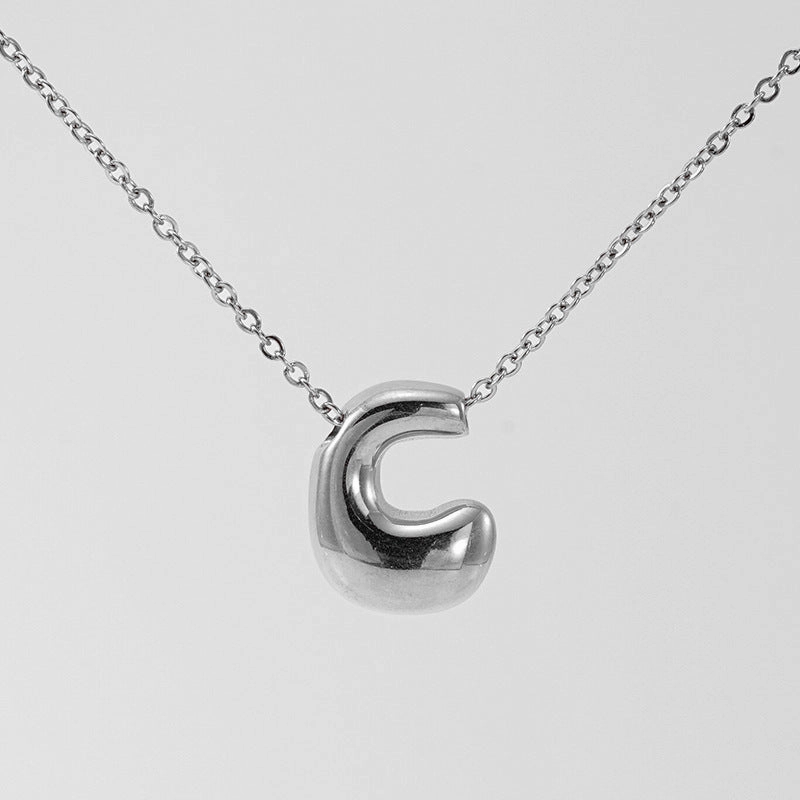 Wholesale Glossy bubble letter necklace for women 26 English letter pendants