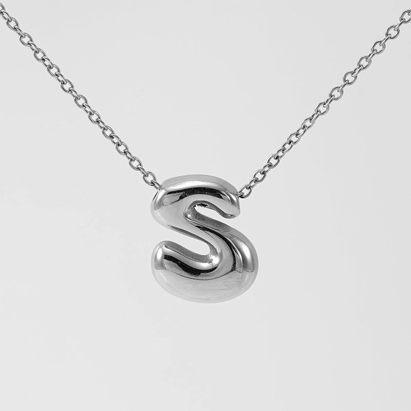 Wholesale Glossy bubble letter necklace for women 26 English letter pendants