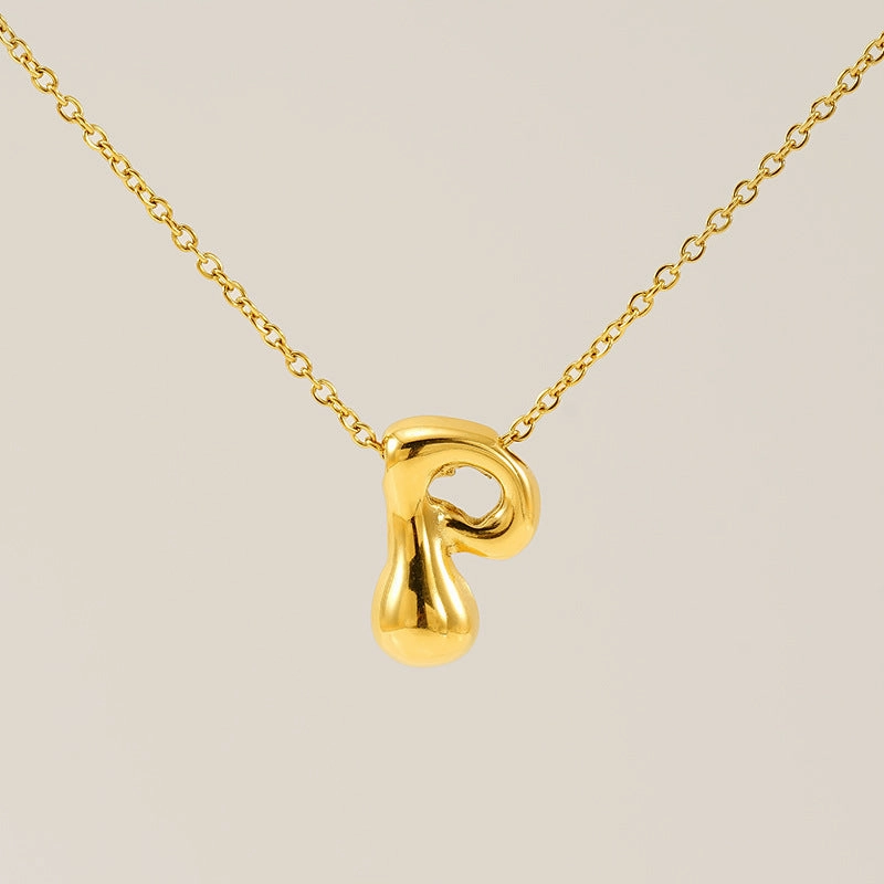Wholesale Glossy bubble letter necklace for women 26 English letter pendants