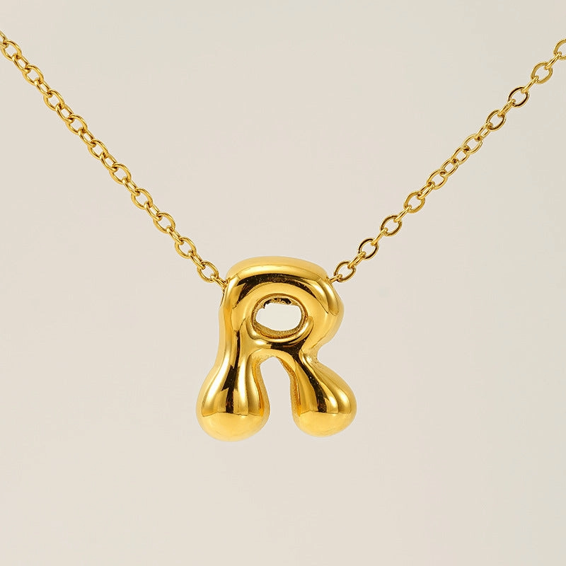 Wholesale Glossy bubble letter necklace for women 26 English letter pendants