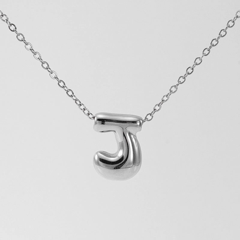 Wholesale Glossy bubble letter necklace for women 26 English letter pendants