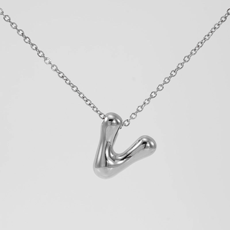 Wholesale Glossy bubble letter necklace for women 26 English letter pendants