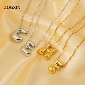 Wholesale Glossy bubble letter necklace for women 26 English letter pendants