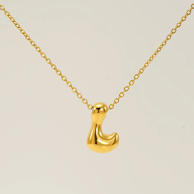 Wholesale Glossy bubble letter necklace for women 26 English letter pendants
