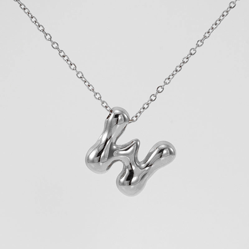Wholesale Glossy bubble letter necklace for women 26 English letter pendants