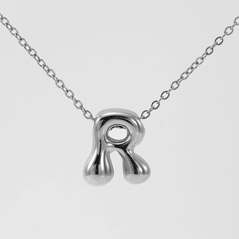 Wholesale Glossy bubble letter necklace for women 26 English letter pendants