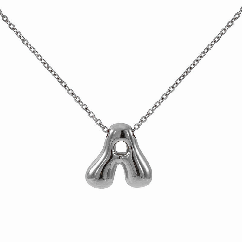 Wholesale Glossy bubble letter necklace for women 26 English letter pendants