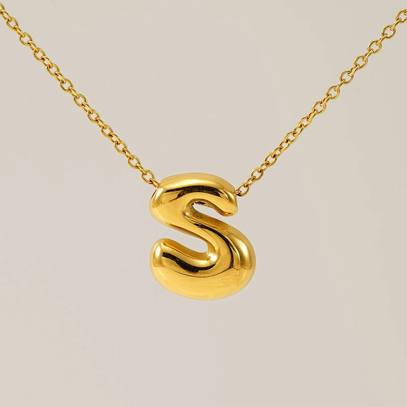 Wholesale Glossy bubble letter necklace for women 26 English letter pendants