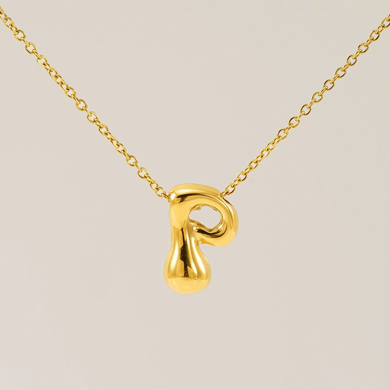 Wholesale Glossy bubble letter necklace for women 26 English letter pendants