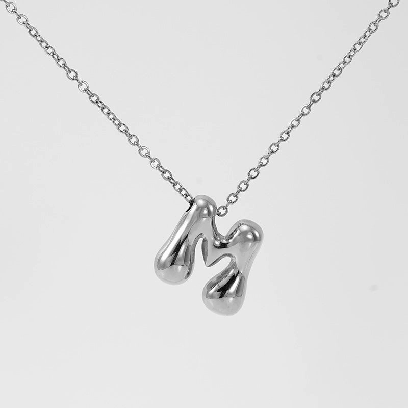Wholesale Glossy bubble letter necklace for women 26 English letter pendants