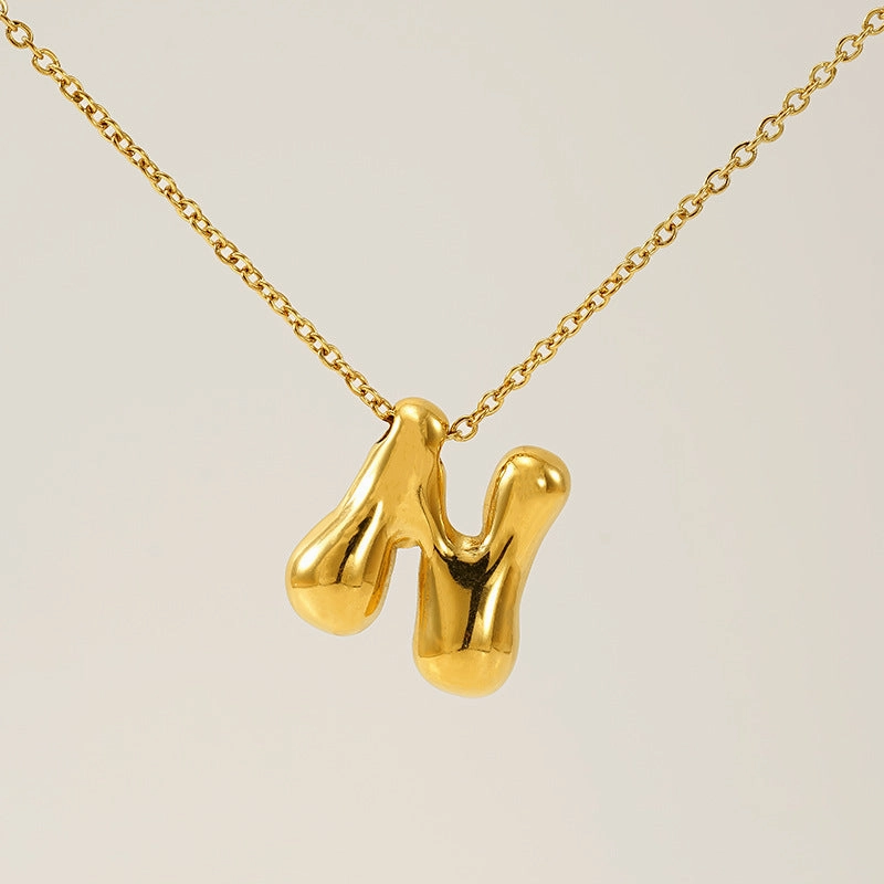 Wholesale Glossy bubble letter necklace for women 26 English letter pendants