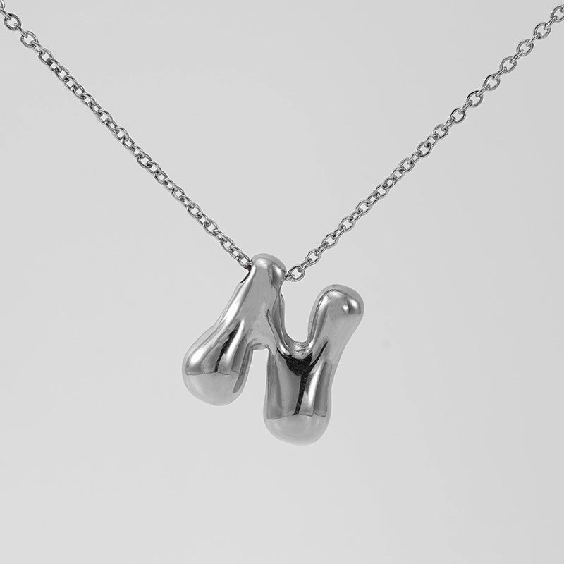 Wholesale Glossy bubble letter necklace for women 26 English letter pendants