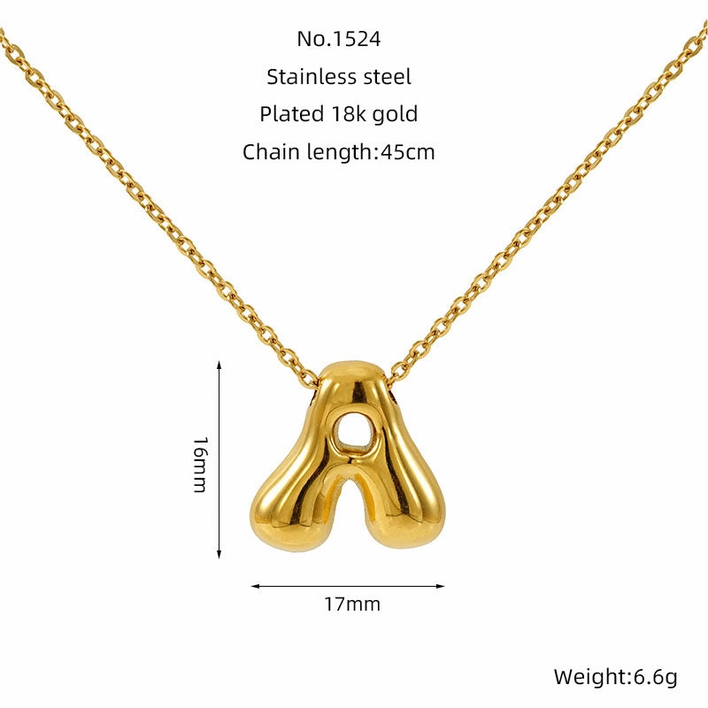 Wholesale Glossy bubble letter necklace for women 26 English letter pendants