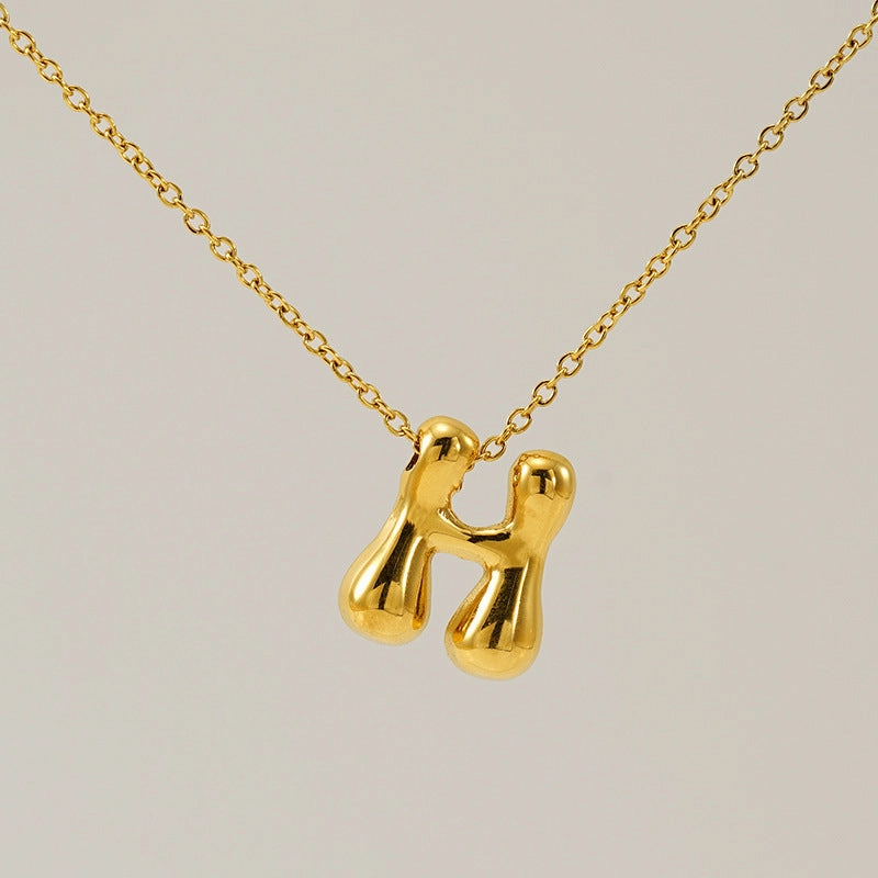 Wholesale Glossy bubble letter necklace for women 26 English letter pendants