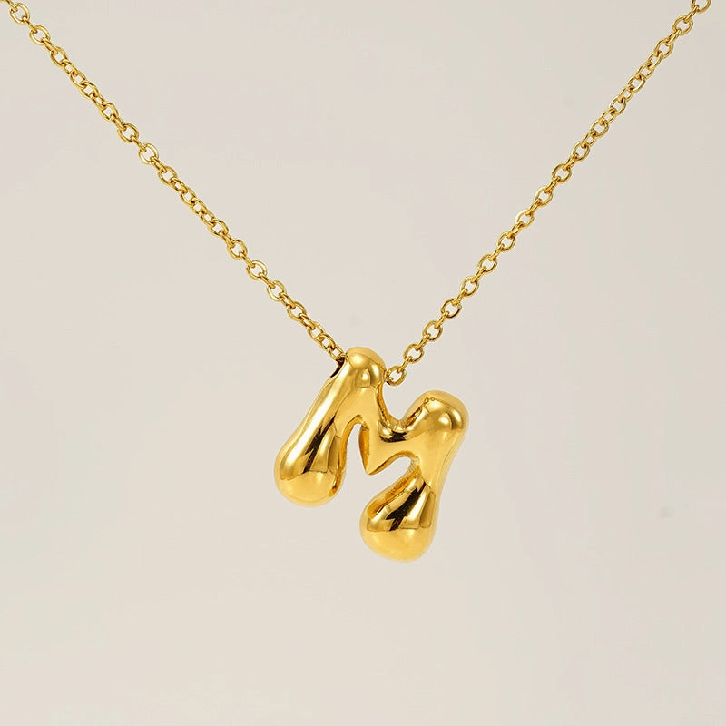Wholesale Glossy bubble letter necklace for women 26 English letter pendants