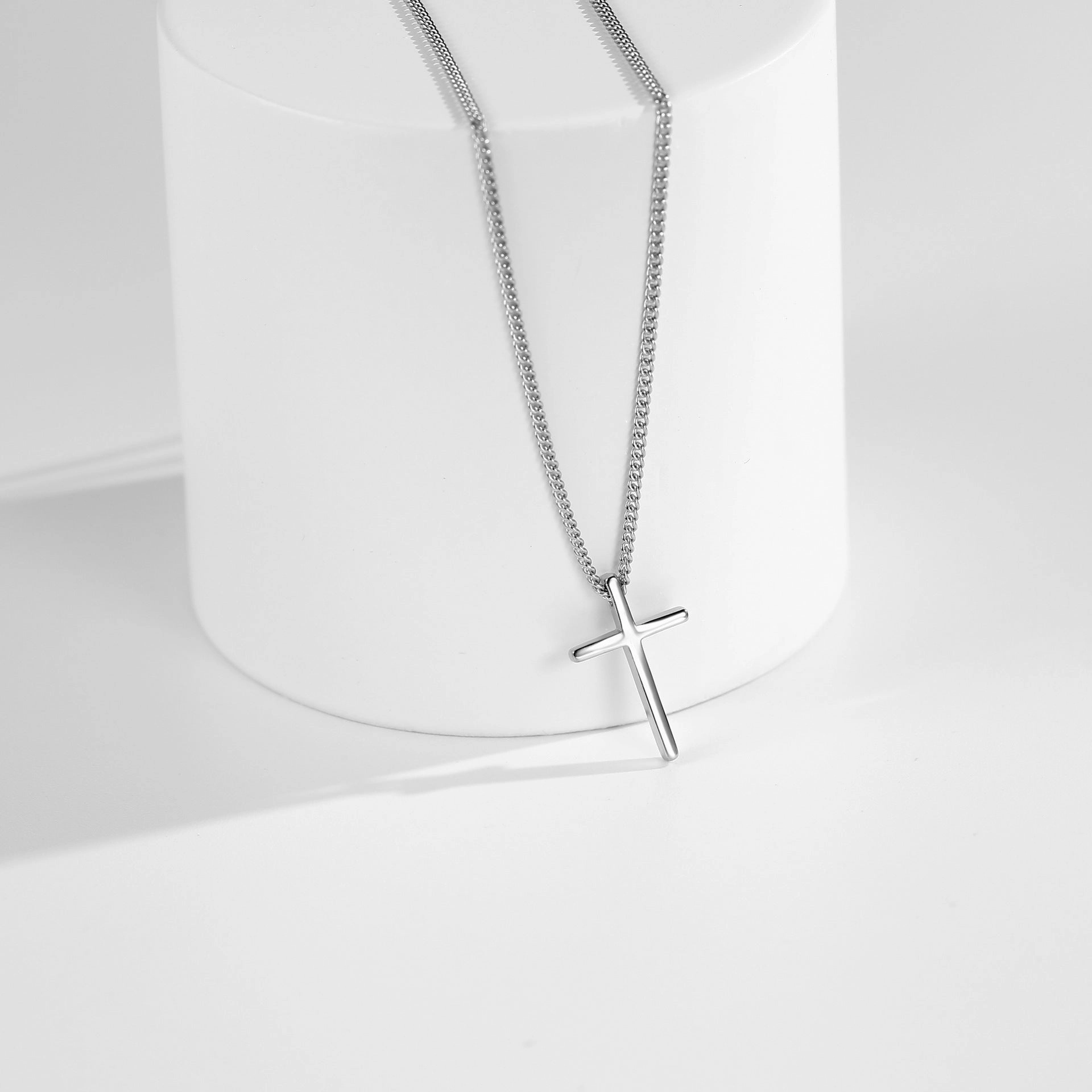 Wholesale glossy cross S925 sterling silver necklace