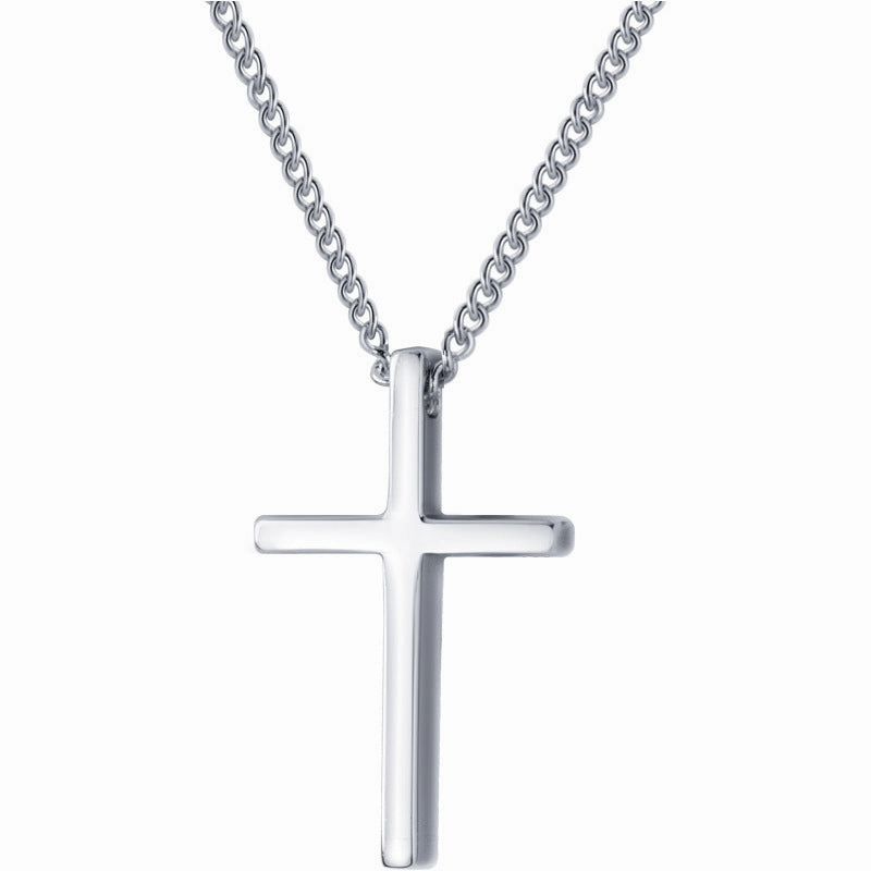 Wholesale glossy cross S925 sterling silver necklace