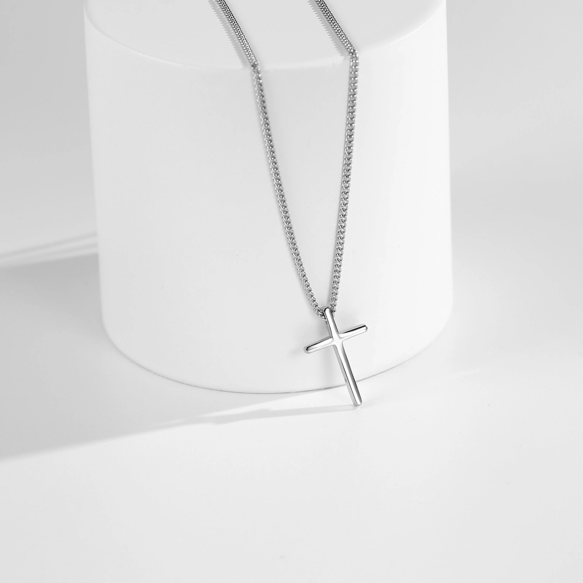 Wholesale glossy cross S925 sterling silver necklace