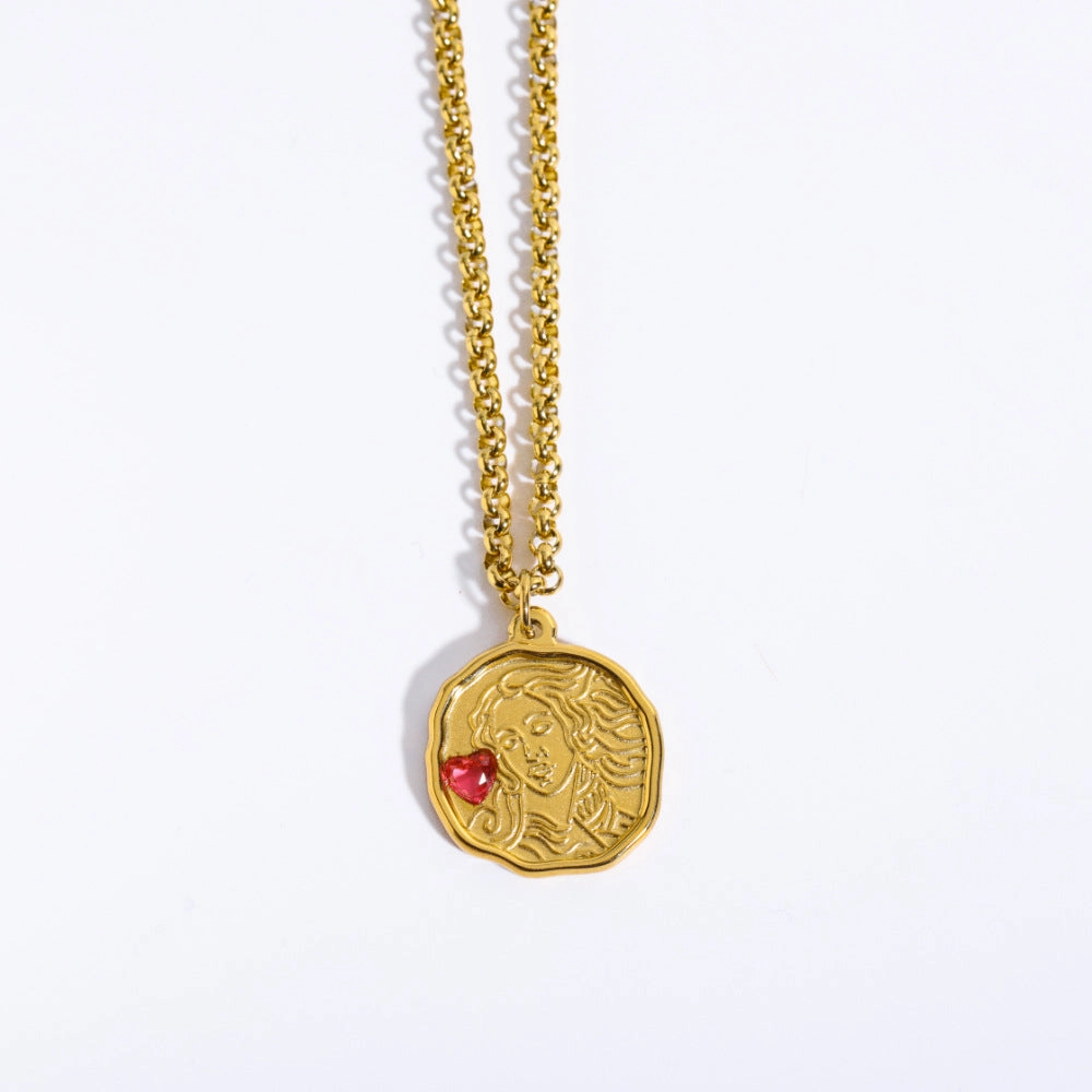 Wholesale God Athena Medusa Pendant Stainless Steel Sweater Chain