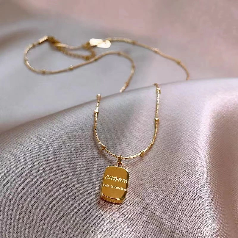 Wholesale Gold Brick Titanium Steel Clavicle Necklace