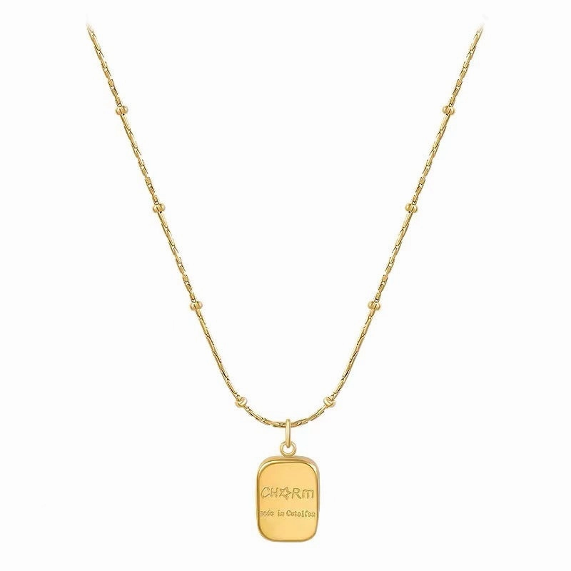 Wholesale Gold Brick Titanium Steel Clavicle Necklace