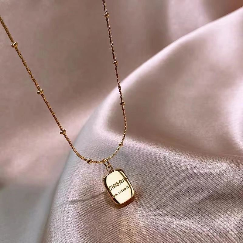 Wholesale Gold Brick Titanium Steel Clavicle Necklace