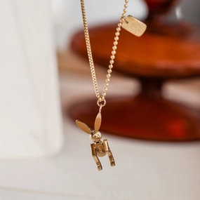 Wholesale Gold Bunny Titanium Steel Necklaces