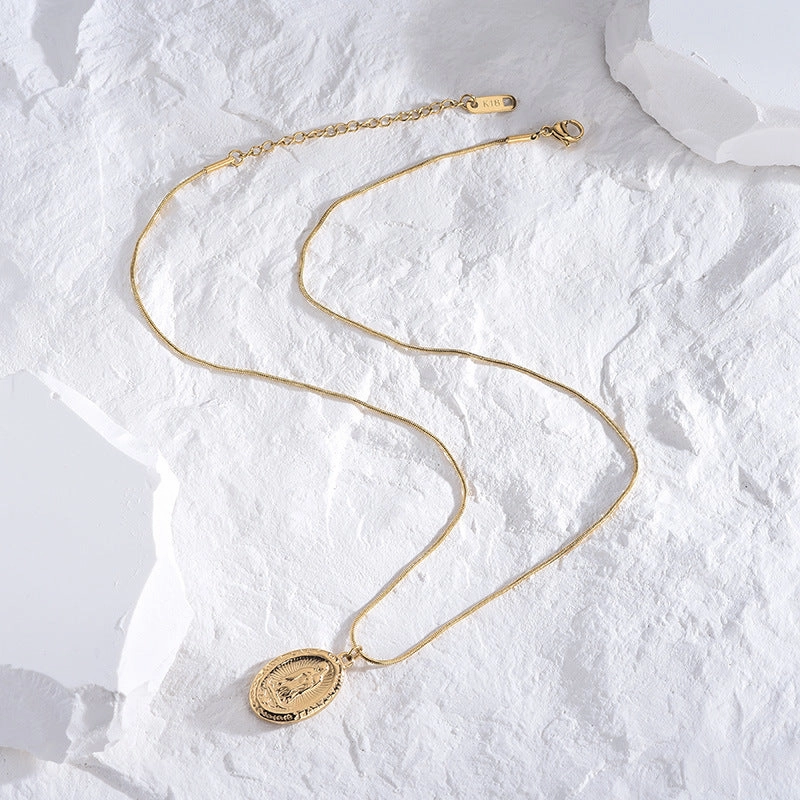 Wholesale Gold Coins Rounds Titanium Steel Necklaces