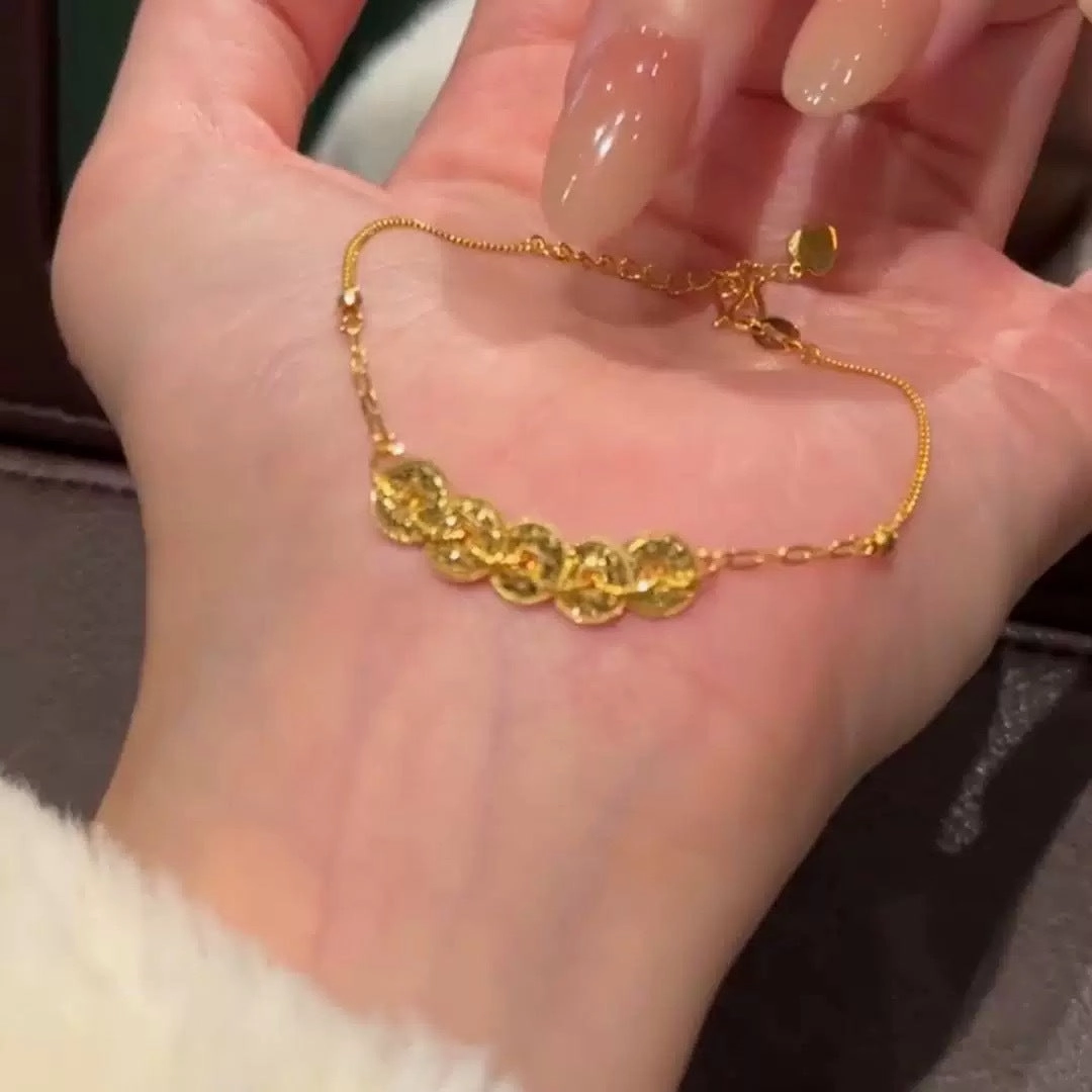 Wholesale Gold Fish Scale Five Emperors Coins Bracelet