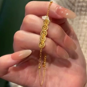 Wholesale Gold Fish Scale Five Emperors Coins Bracelet
