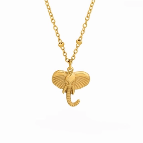 Wholesale Gold Plated 3D Elephant Pendant Titanium Steel Necklaces