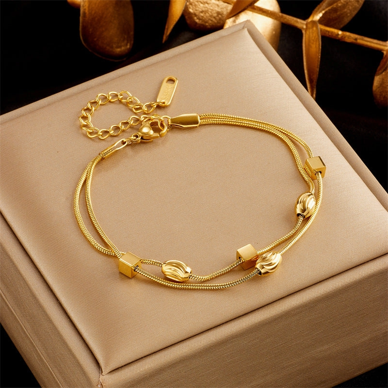 Wholesale Gold Plated Butterfly Pearl Flower Diamond Bracelet