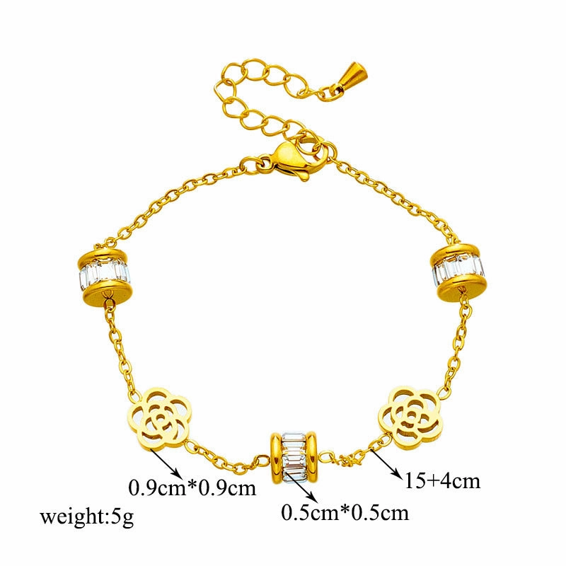 Wholesale Gold Plated Butterfly Pearl Flower Diamond Bracelet