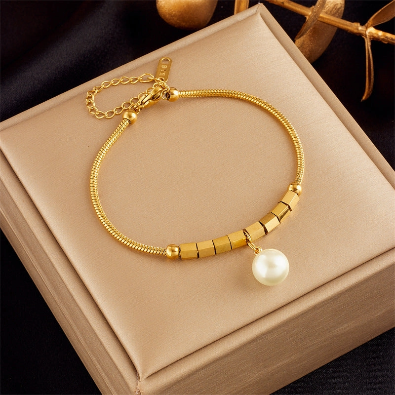 Wholesale Gold Plated Butterfly Pearl Flower Diamond Bracelet