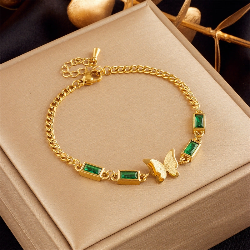 Wholesale Gold Plated Butterfly Pearl Flower Diamond Bracelet
