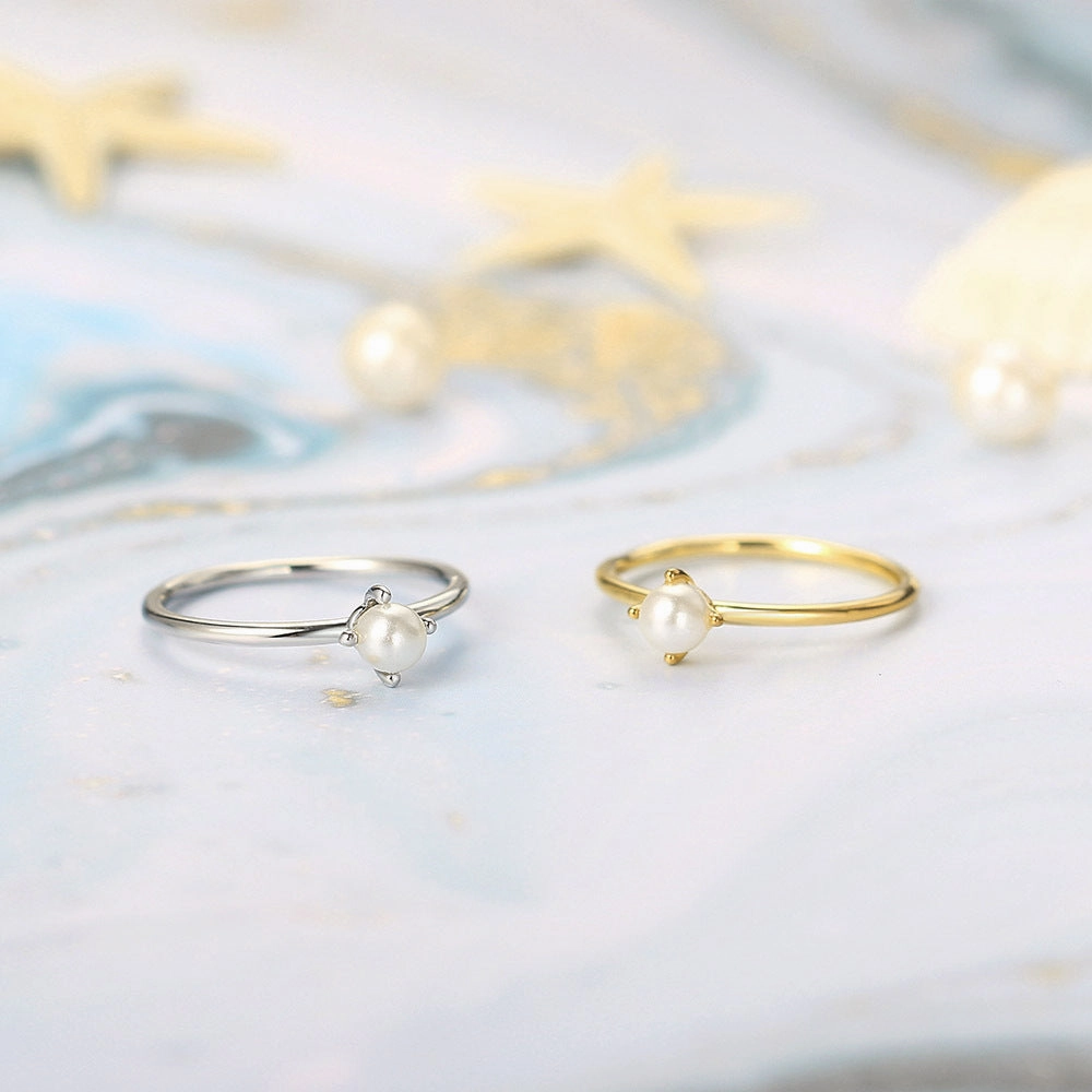 Wholesale Gold Plated Copper Pearl Thin Ring