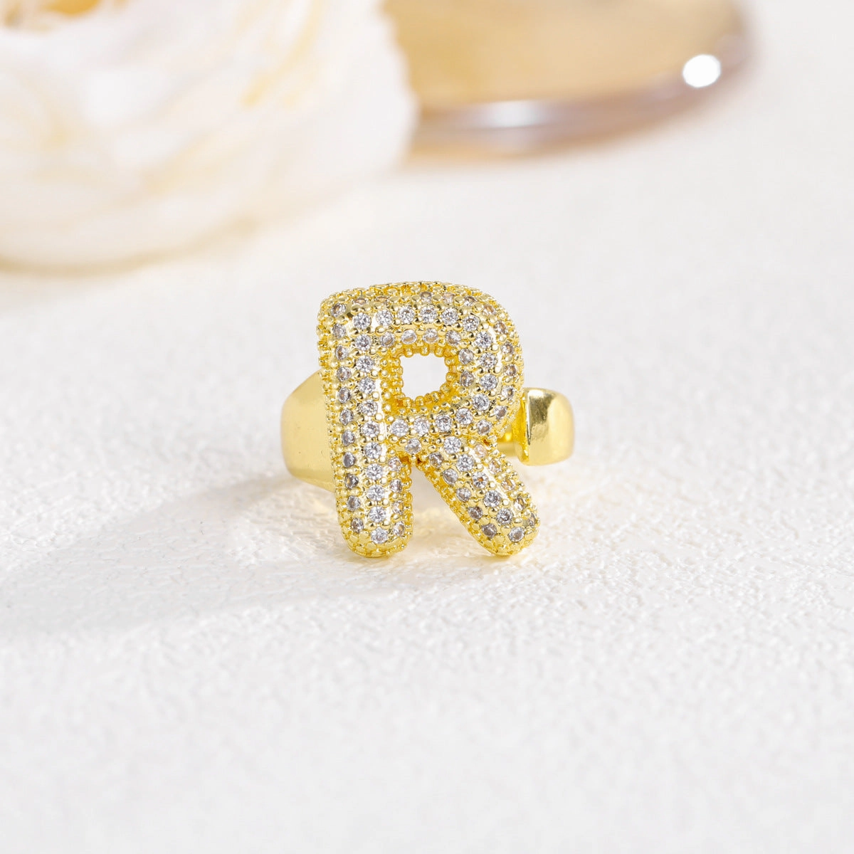 Wholesale  Gold Plated Copper Set with Zircon Open Ring