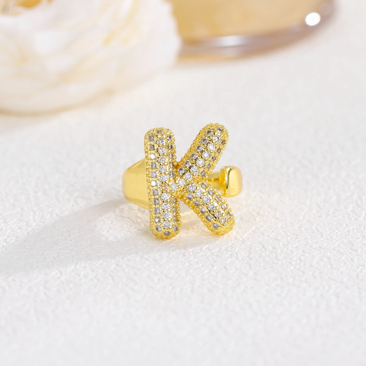 Wholesale  Gold Plated Copper Set with Zircon Open Ring